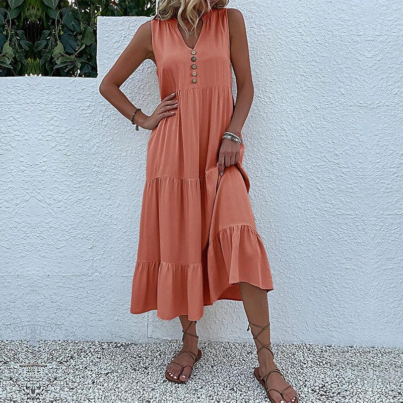 HOLANDA - VESTIDO MAXI FLUIDO ELEGANTE Y VENTILADO