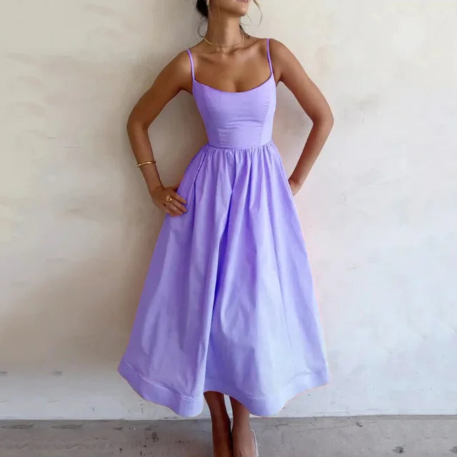 ELAINA - VESTIDO MIDI DE VERANO CON TIRANTES DELGADOS