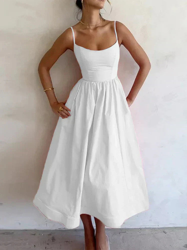 ELAINA - VESTIDO MIDI DE VERANO CON TIRANTES DELGADOS