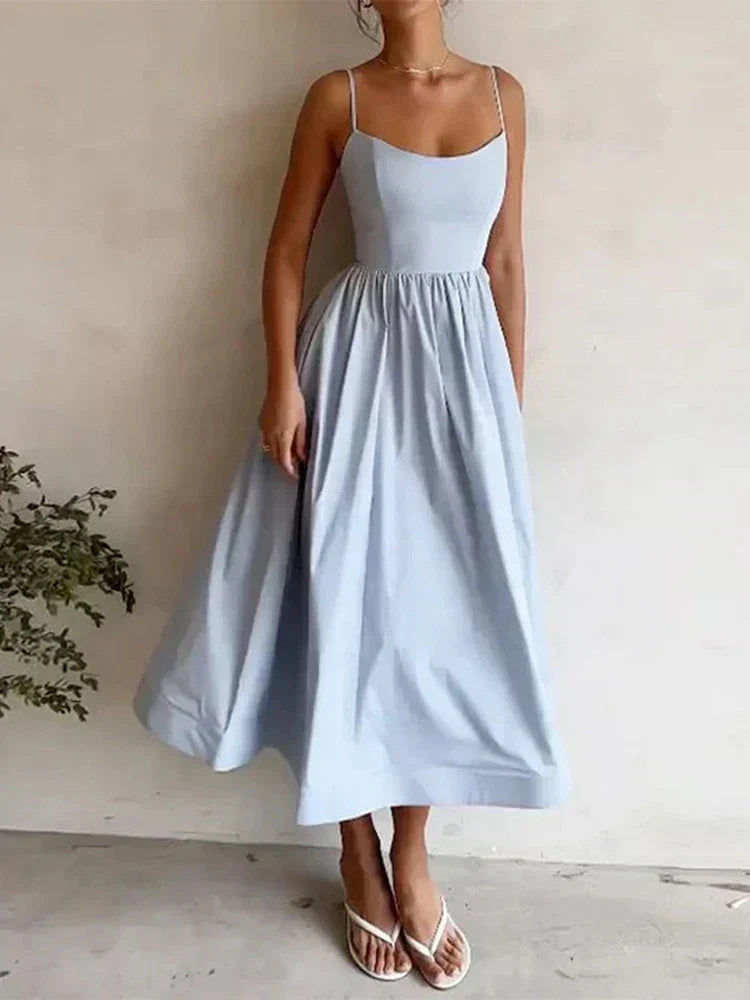 ELAINA - VESTIDO MIDI DE VERANO CON TIRANTES DELGADOS
