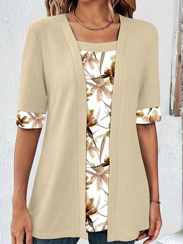 ESTHER – BLUSA RELAJADA FLORAL DE DOBLE CAPA