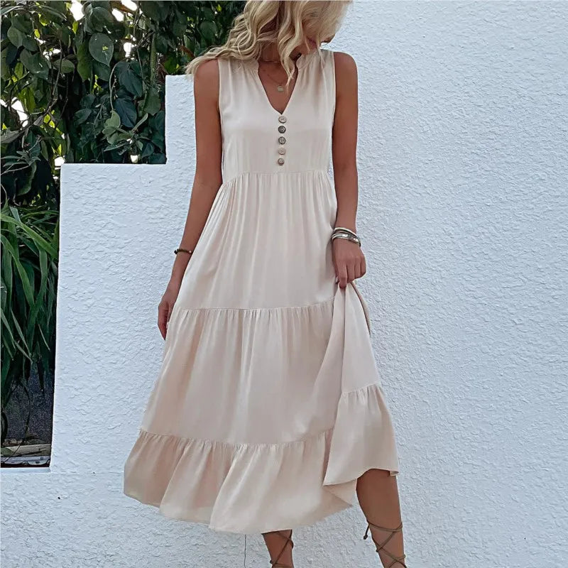 HOLANDA - VESTIDO MAXI FLUIDO ELEGANTE Y VENTILADO