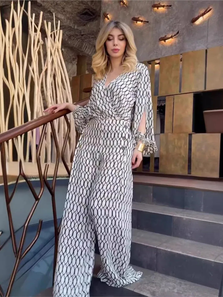 KARLA - CONJUNTO DE PANTALÓN DE PIERNA ANCHA DE ALTA MODA