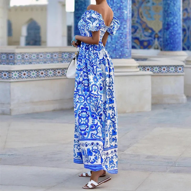 YSLANNA - VESTIDO MAXI DE VERANO CON HOMBROS DESCUBIERTOS