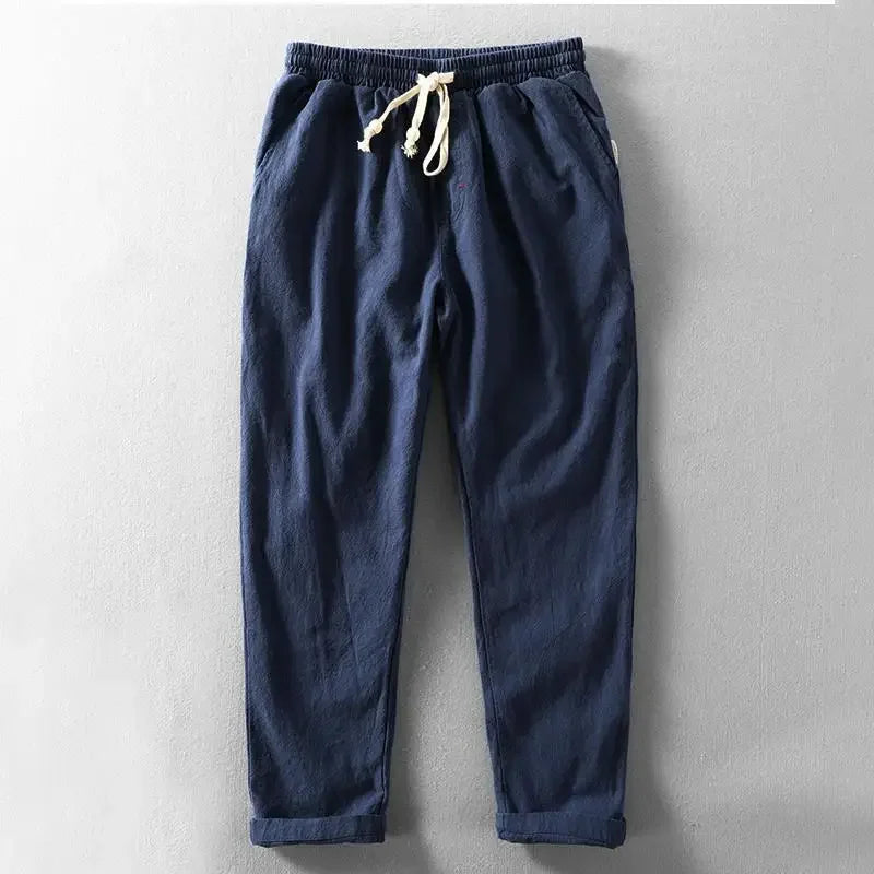 CORDY - PANTALONES RELAJADOS DE LINO CON CORDÓN