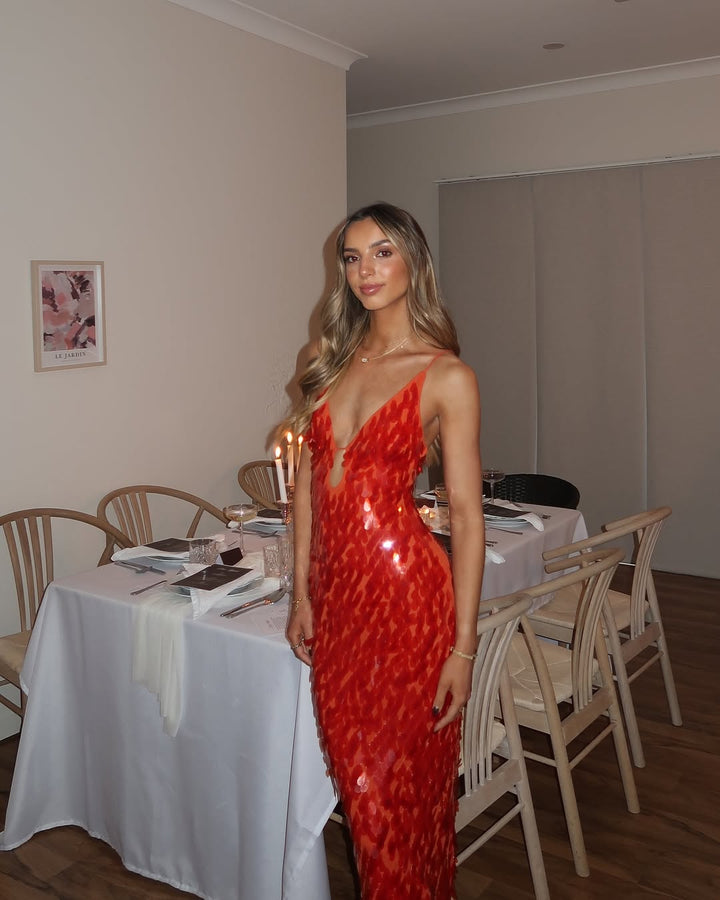 Kalea - Vestido de Tirantes con Lentejuelas Brillantes y Espalda Descubierta