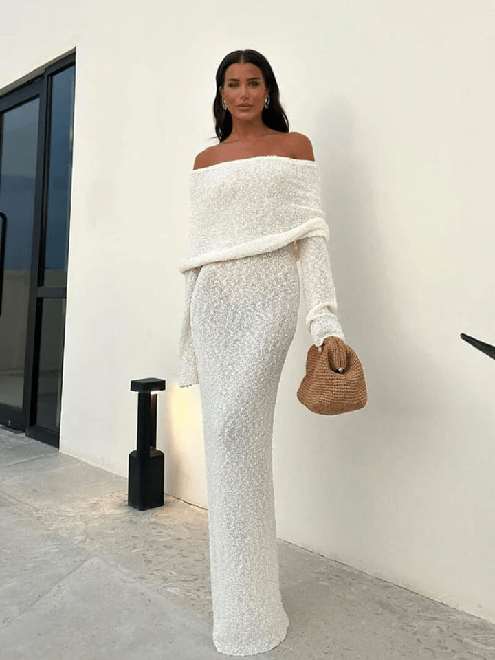 ATHENA - VESTIDO MAXI GLAM TEXTURIZADO