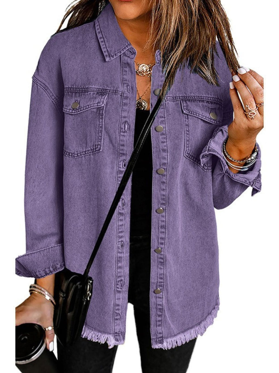 RHIA - CHAQUETA DE MEZCLILLA CASUAL CON FIRMA