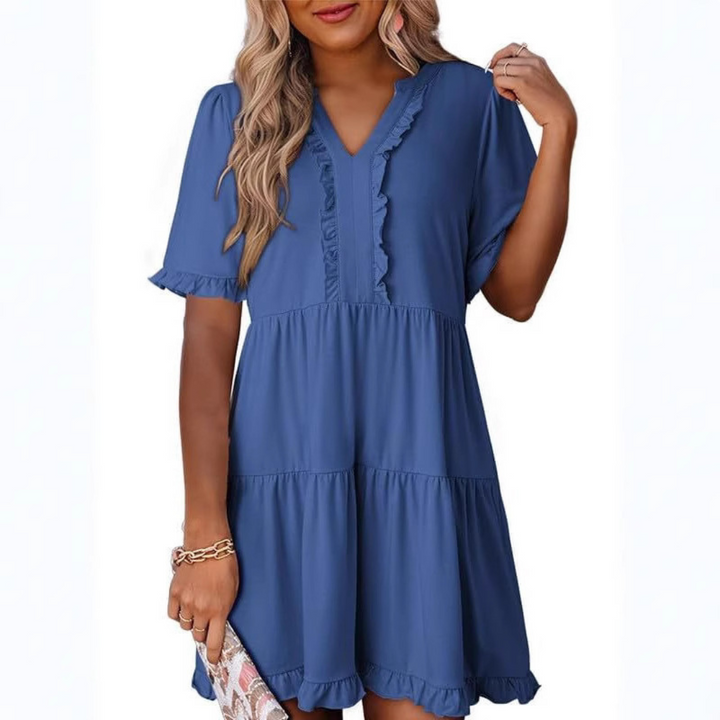SHARONA - VESTIDO MINI DIARIO CON ESCOTE EN V