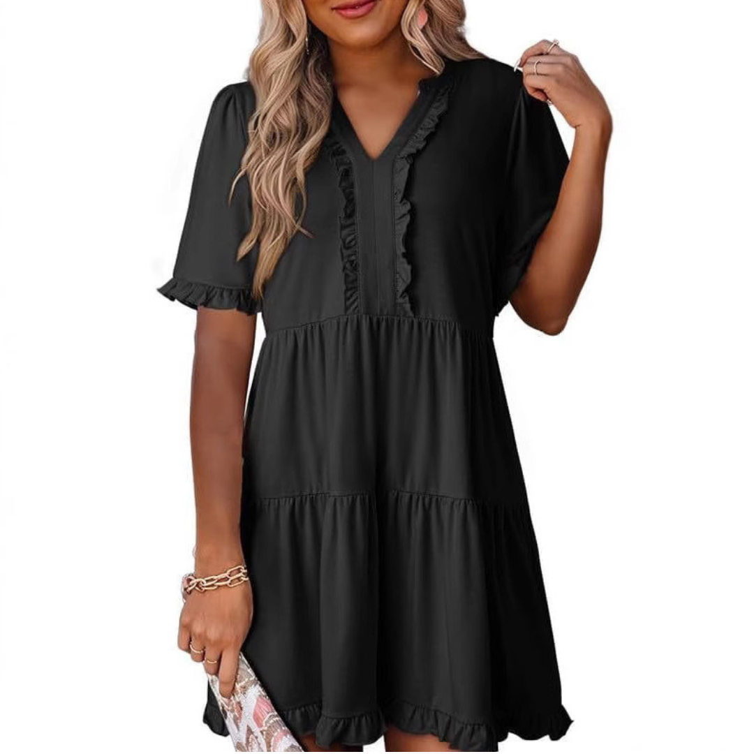 MARGO - VESTIDO CORTO RELAJADO CON ESCOTE EN V