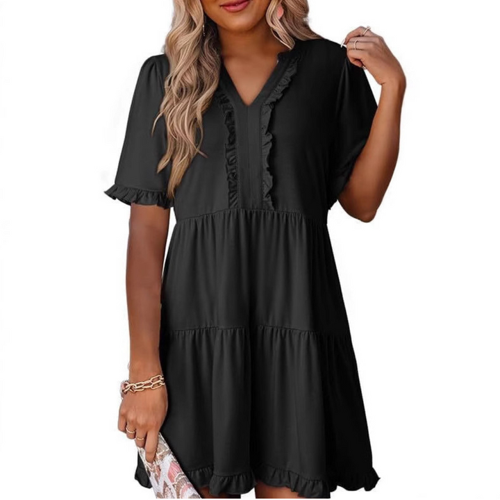 MARGO - VESTIDO CORTO RELAJADO CON ESCOTE EN V