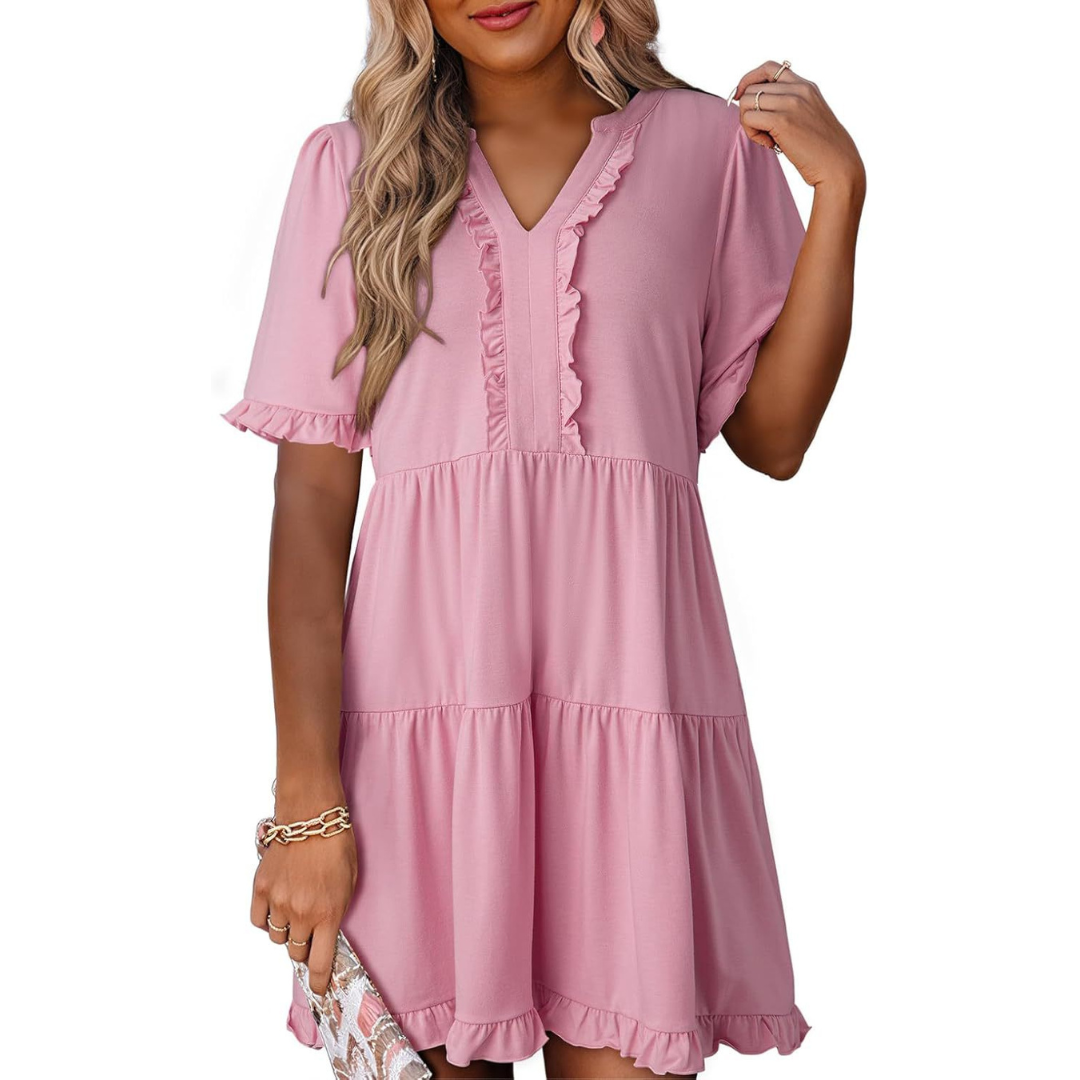 SHARONA - VESTIDO MINI DIARIO CON ESCOTE EN V