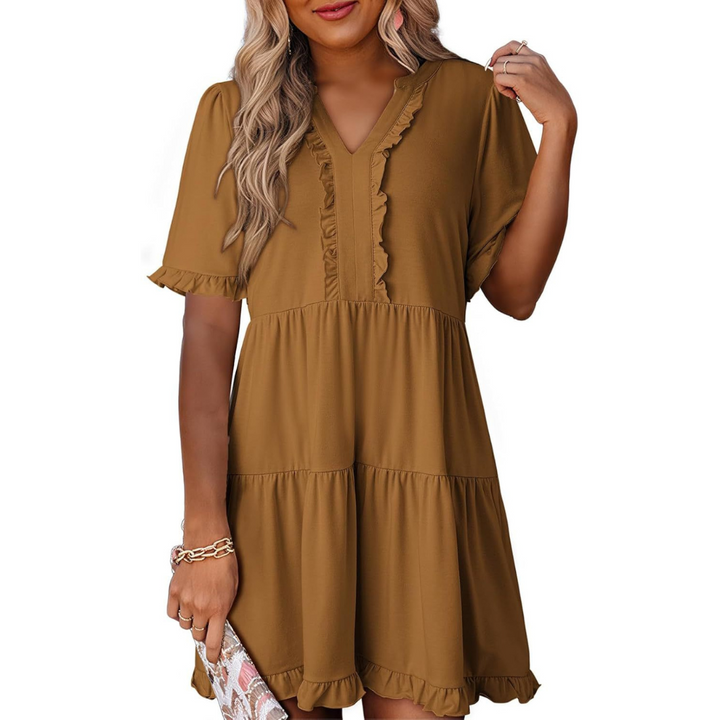 MARGO - VESTIDO CORTO RELAJADO CON ESCOTE EN V