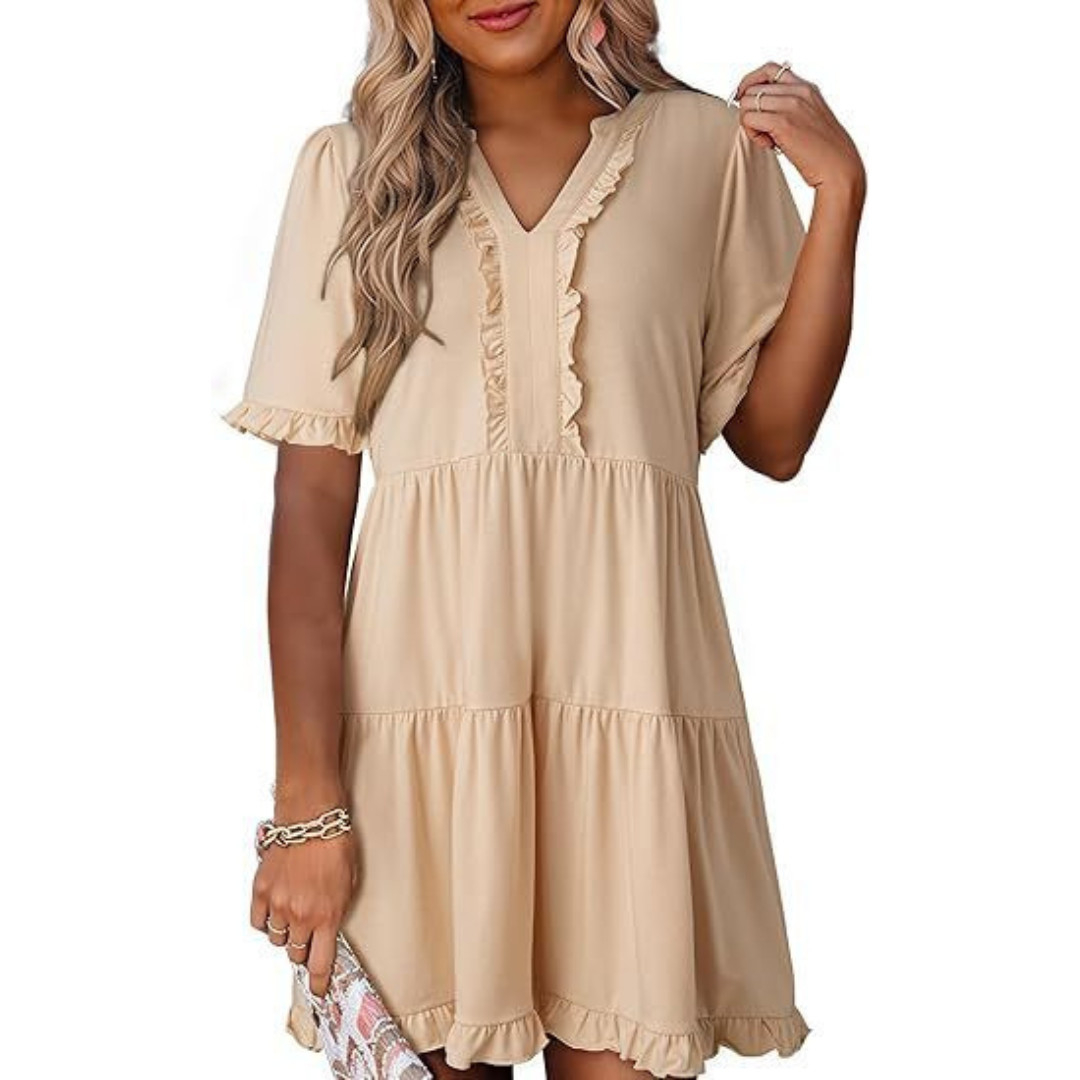 MARGO - VESTIDO CORTO RELAJADO CON ESCOTE EN V