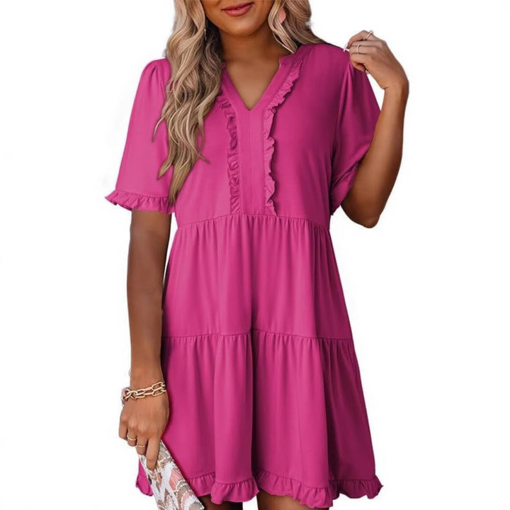 MARGO - VESTIDO CORTO RELAJADO CON ESCOTE EN V