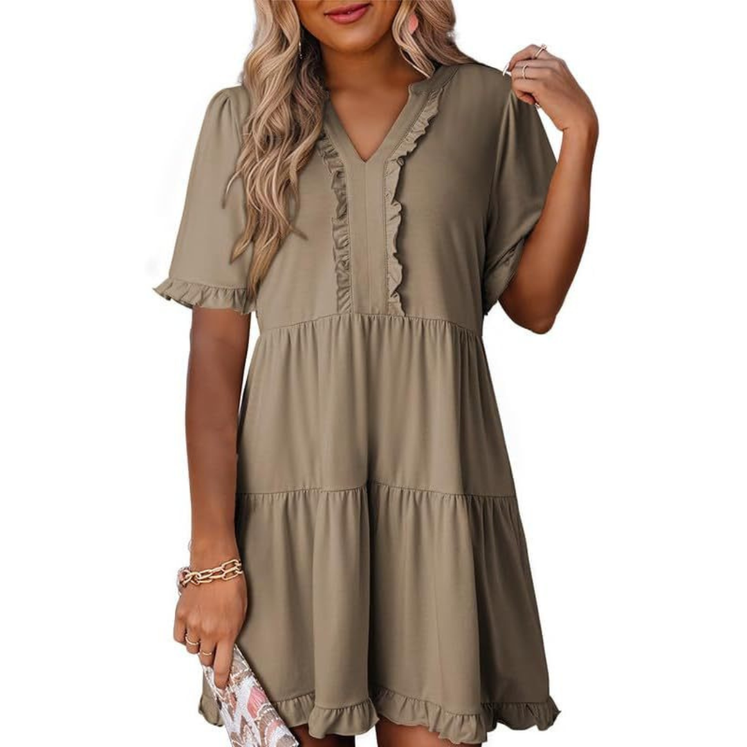SHARONA - VESTIDO MINI DIARIO CON ESCOTE EN V