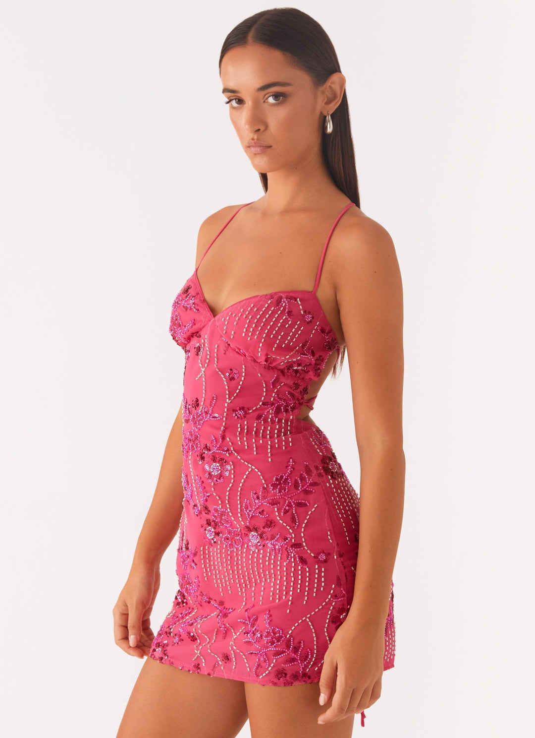 ELISHAVIEN - VESTIDO MINI DE LENTEJUELAS BRILLANTES Y ATEMPORAL