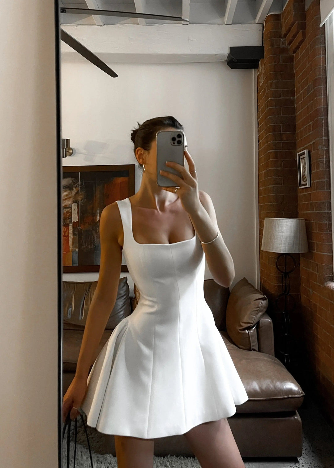 SHAIRA - VESTIDO SKATER BLANCO CON TIRANTES ANCHOS