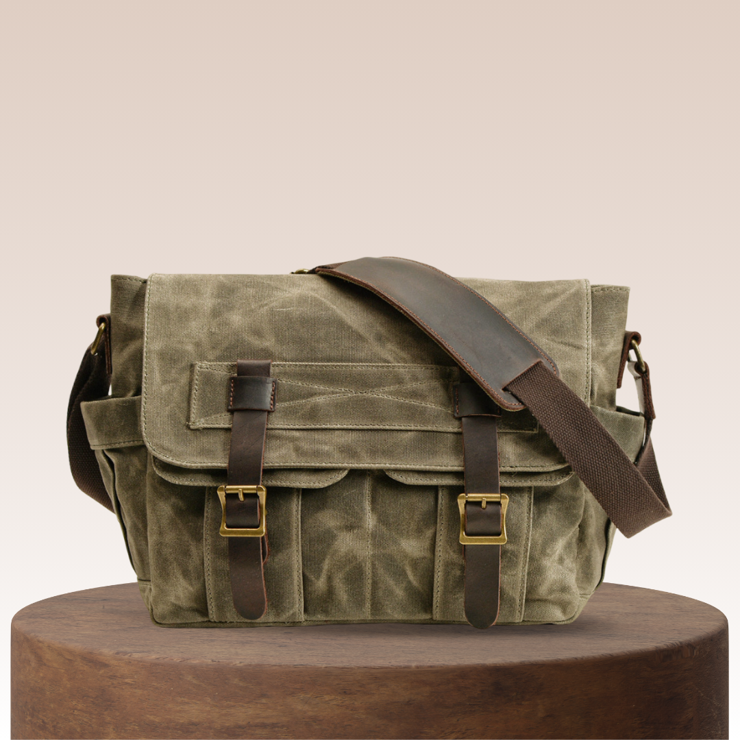 Lester | Lona Texturizada Retro de Cuero | Bolsa de Hombro