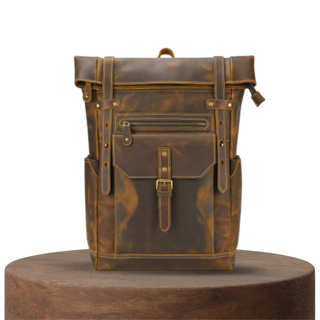 Stephen | Mochila Vintage de Cuero con Cierre Enrollable
