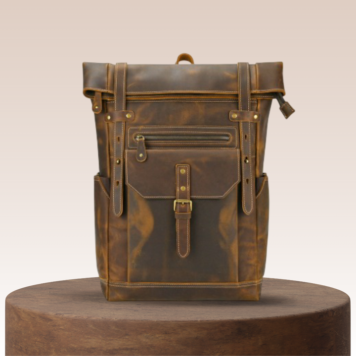 Stephen | Mochila Vintage de Cuero con Cierre Enrollable