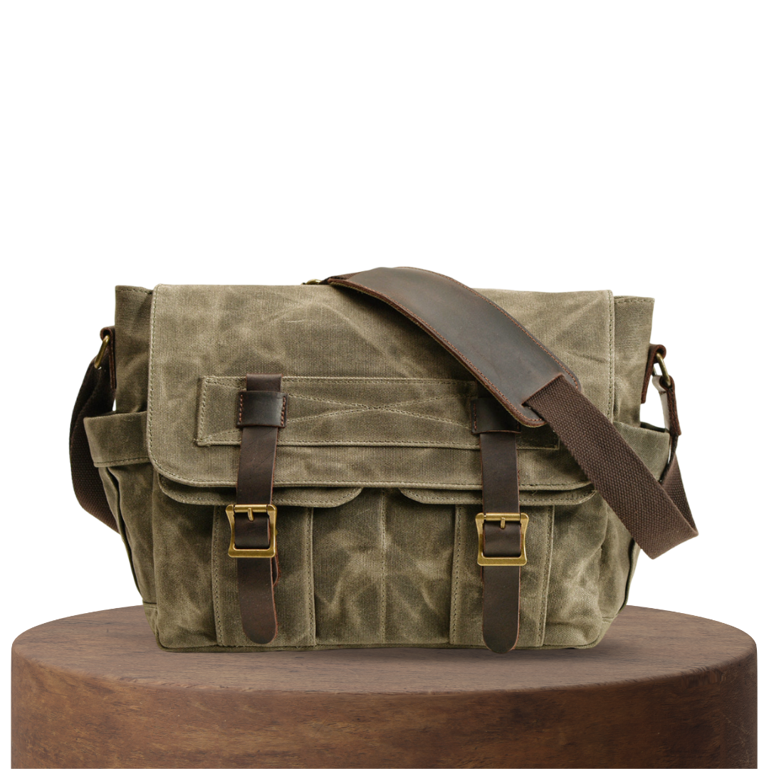 Lester | Lona Texturizada Retro de Cuero | Bolsa de Hombro