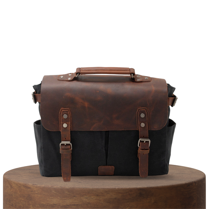 Edward | Lona Vintage con Solapa de Cuero | Bolsa Mensajero