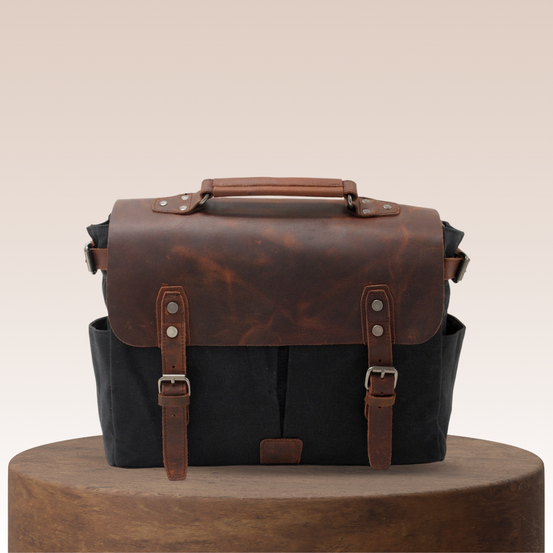 Edward | Lona Vintage con Solapa de Cuero | Bolsa Mensajero
