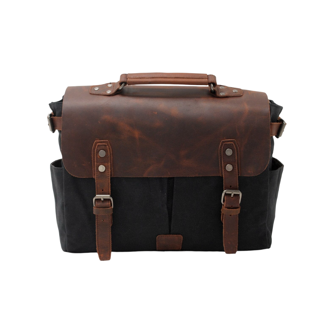 Edward | Lona Vintage con Solapa de Cuero | Bolsa Mensajero