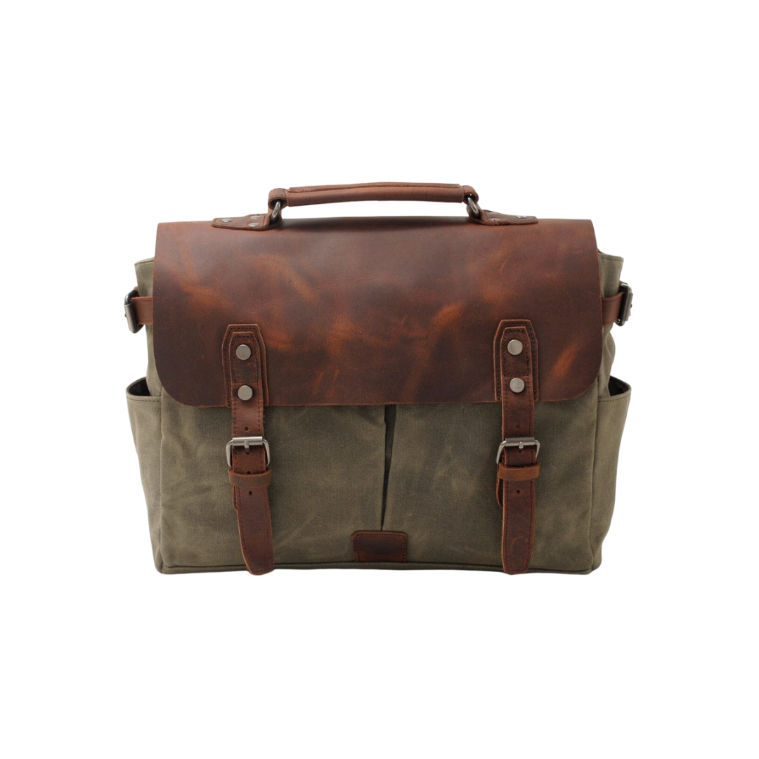 Edward | Lona Vintage con Solapa de Cuero | Bolsa Mensajero