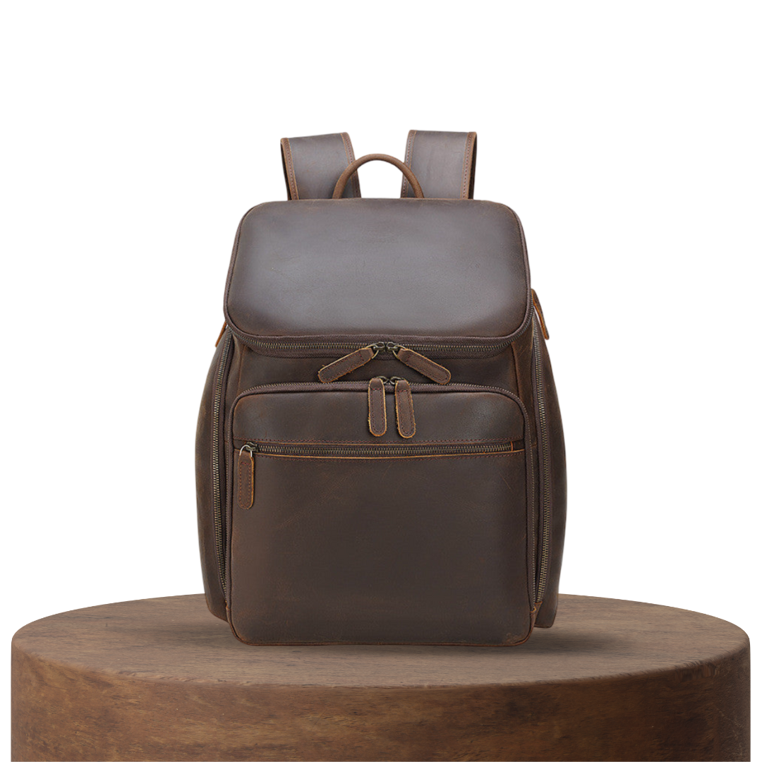 Laurent | Cuero Clásico con Bolsillo Frontal | Mochila