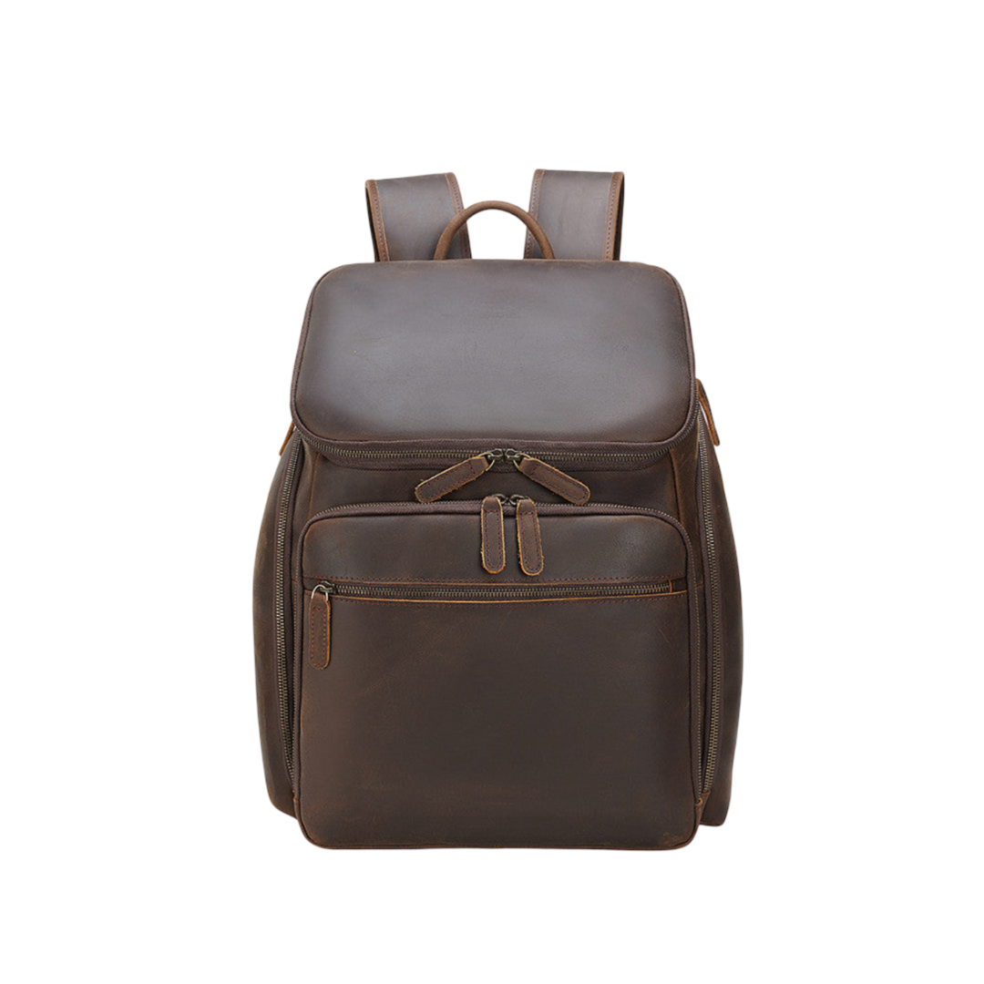 Laurent | Cuero Clásico con Bolsillo Frontal | Mochila