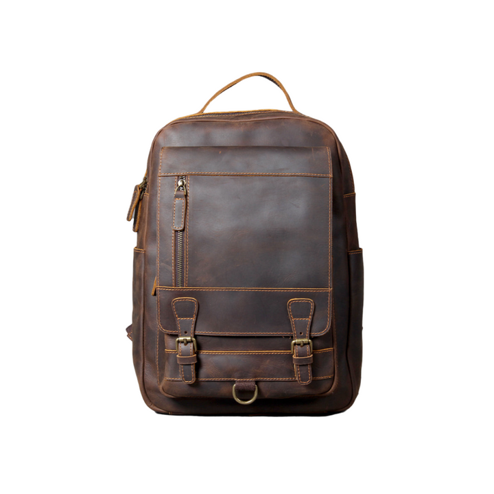 Mike | Mochila de Cuero Vintage con Hebilla