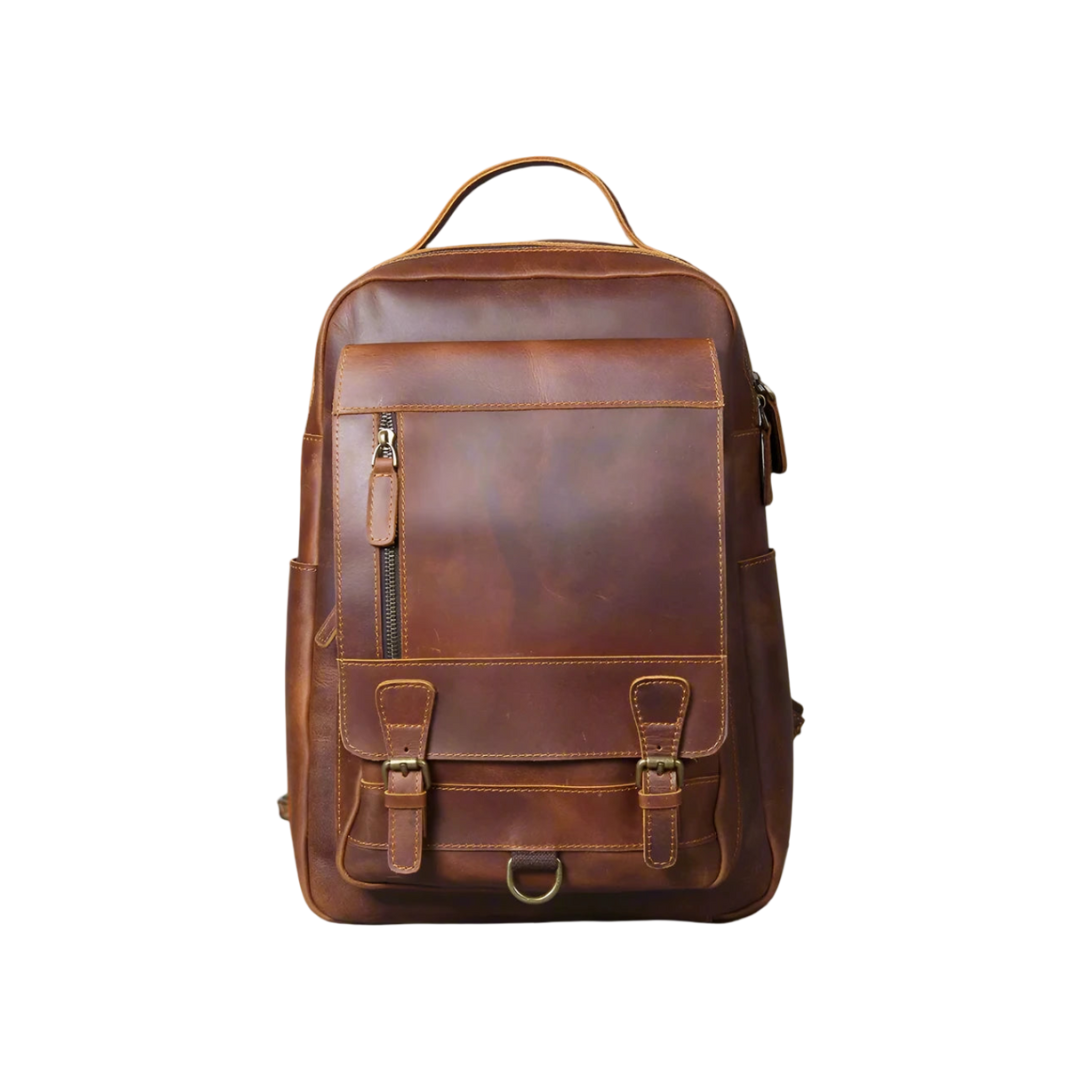 Mike | Mochila de Cuero Vintage con Hebilla