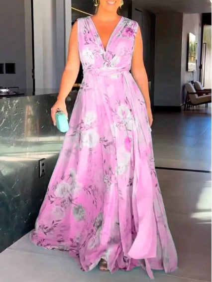 Venesa™ - Vestido elegante sin mangas con escote en V y estampado floral