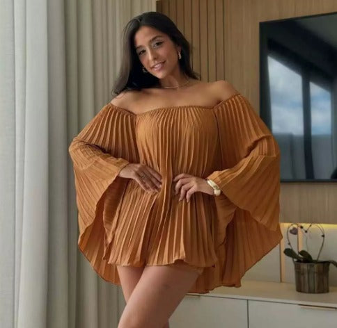 ODELFA - CONJUNTO ELEGANTE DE SHORTS PLISADOS