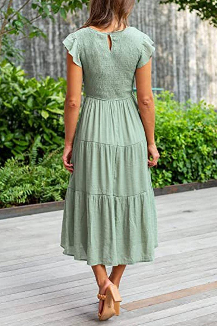 MARINEL - VESTIDO MIDI ELEGANTE FRUNCIDO
