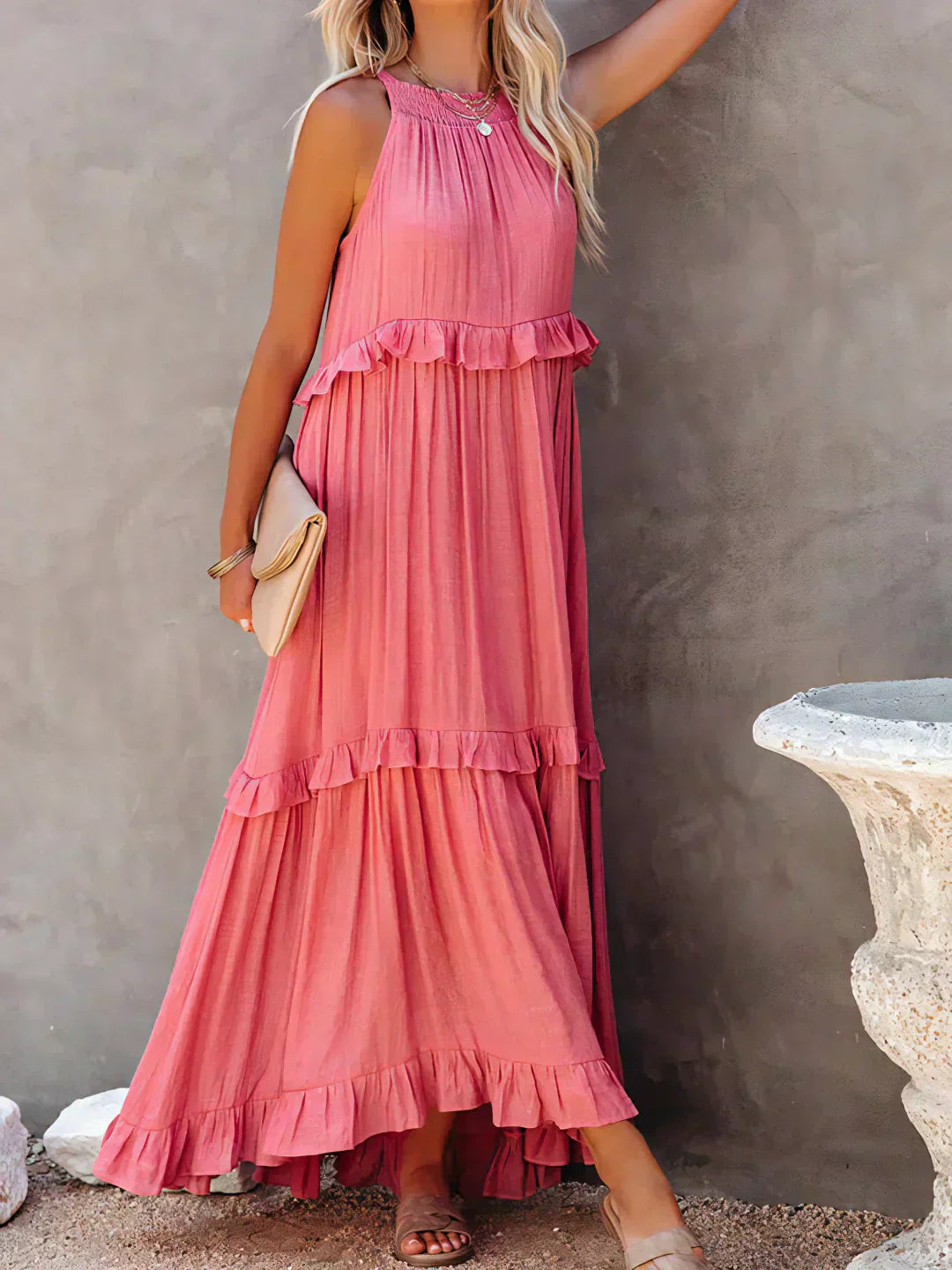 Emilia - Vestido Maxi Halter con Volantes