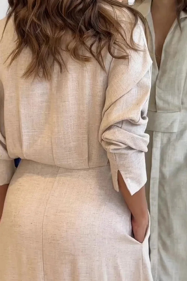 SIERRA - VESTIDO MAXI FLUIDO DE ALGODÓN Y LINO