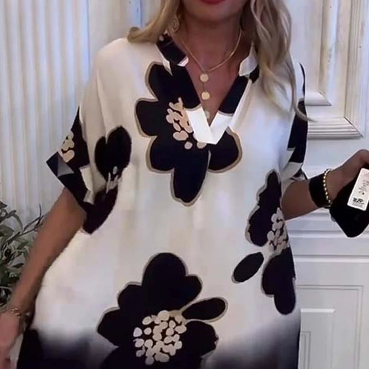 FOLEY - VESTIDO ELEGANTE CON ESCOTE EN V Y ESTAMPADO