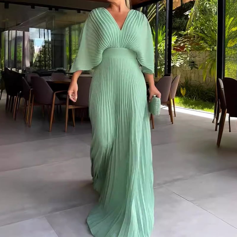 KOHLE - VESTIDO ELEGANTE CON MANGAS DRAPEADAS Y CINTURA
