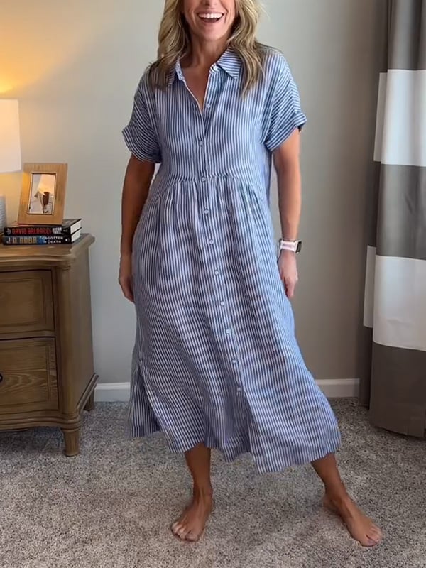 JOVIE - VESTIDO MAXI CLÁSICO ELEGANTE A RAYAS