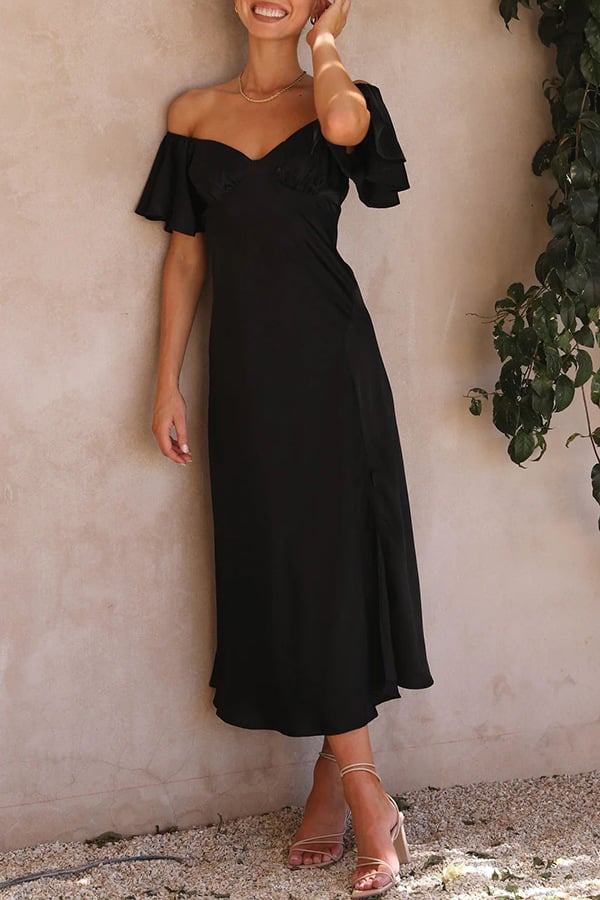 KAIA - VESTIDO SEXY DE SATÉN CON HOMBROS DESCUBIERTOS