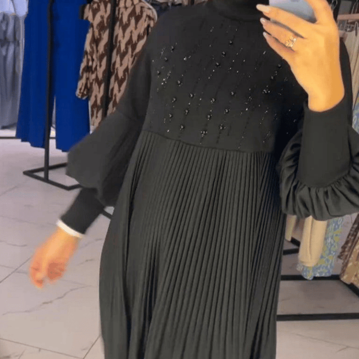 JODIEROSE - VESTIDO TALLA GRANDE CON MANGAS ABULLONADAS