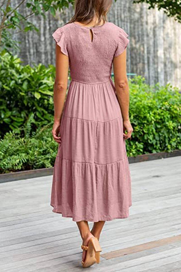MARINEL - VESTIDO MIDI ELEGANTE FRUNCIDO