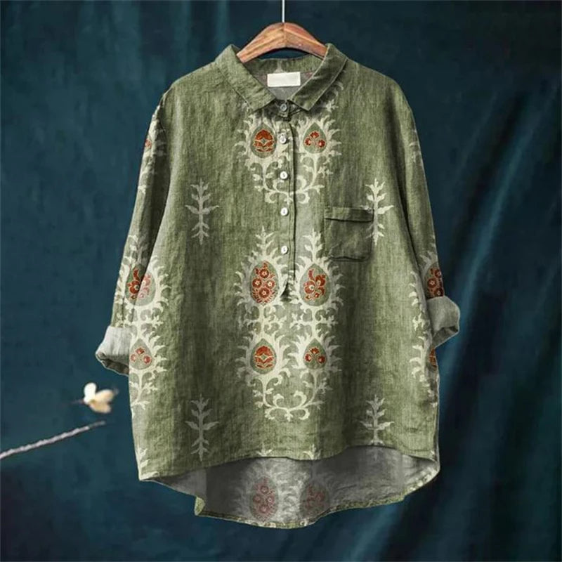 Kasey | Camisa con Estampado Floral Retro Vintage