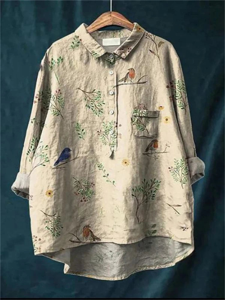 Kasey | Camisa con Estampado Floral Retro Vintage