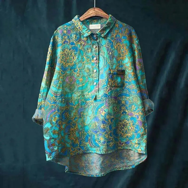 Kasey | Camisa con Estampado Floral Retro Vintage
