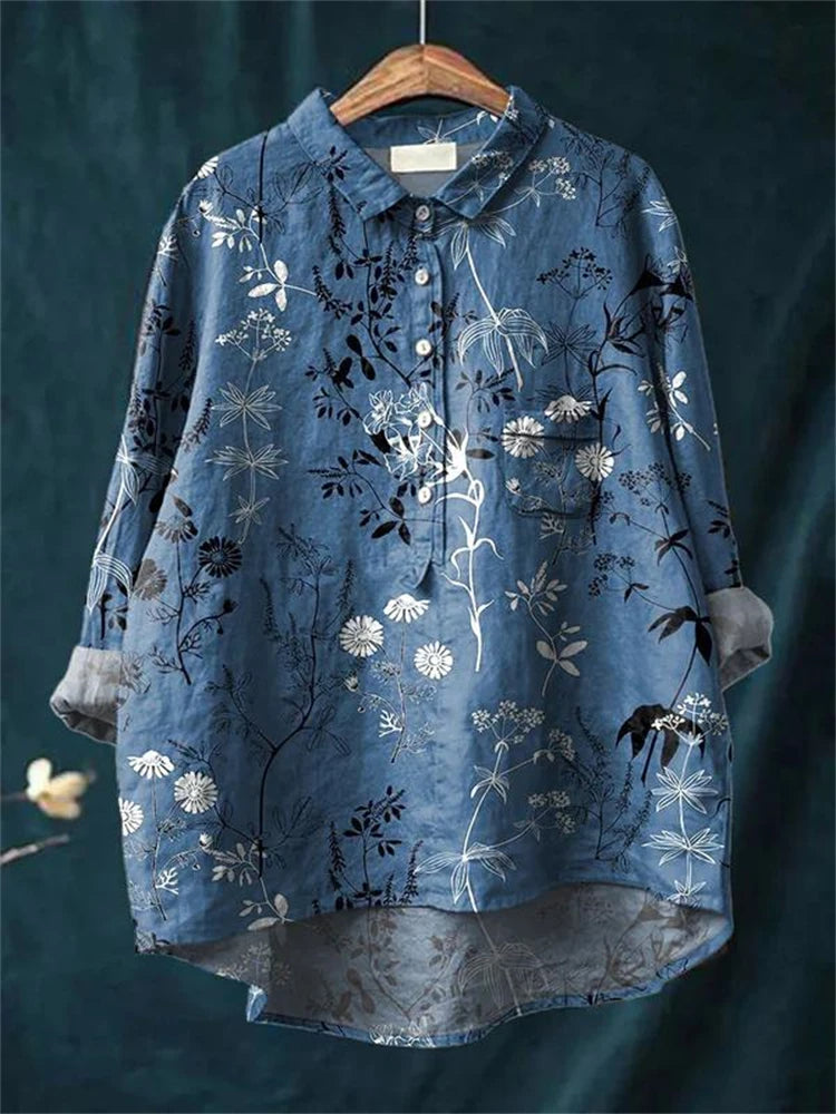 Kasey | Camisa con Estampado Floral Retro Vintage