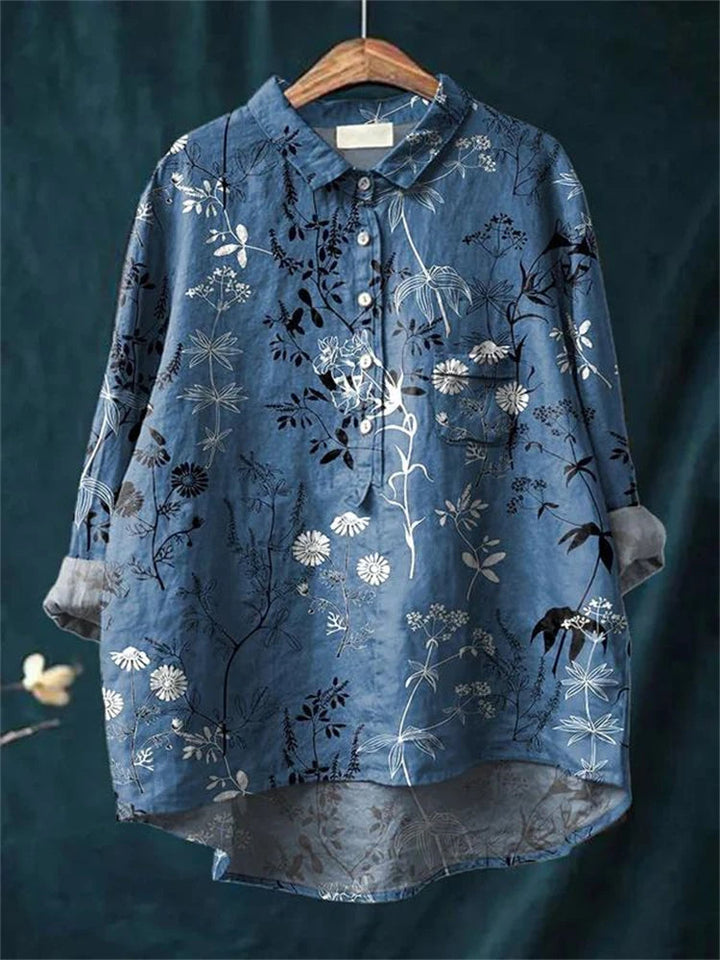 Kasey | Camisa con Estampado Floral Retro Vintage